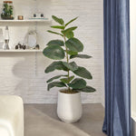Artificial Ficus Sky in Pot – 145 cm White Ribbed Magnesium Oxide Pot