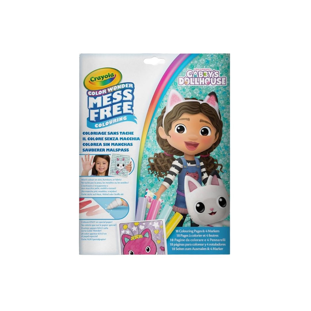 Crayola Gabby's Dollhouse Color Wonder mess free coloring set with markers and pages.
