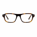 Tortoise rectangular eyeglasses on a white background