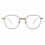 Bronze-framed eyeglasses on a white background