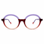 Round eyeglasses with gradient colors on a white background