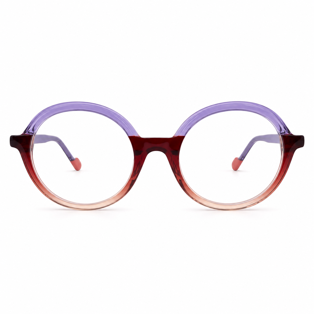Round eyeglasses with gradient colors on a white background