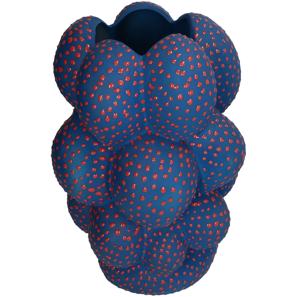 Spots Stoneware Vase Decorative Bubble Design 34 cm Blue Red