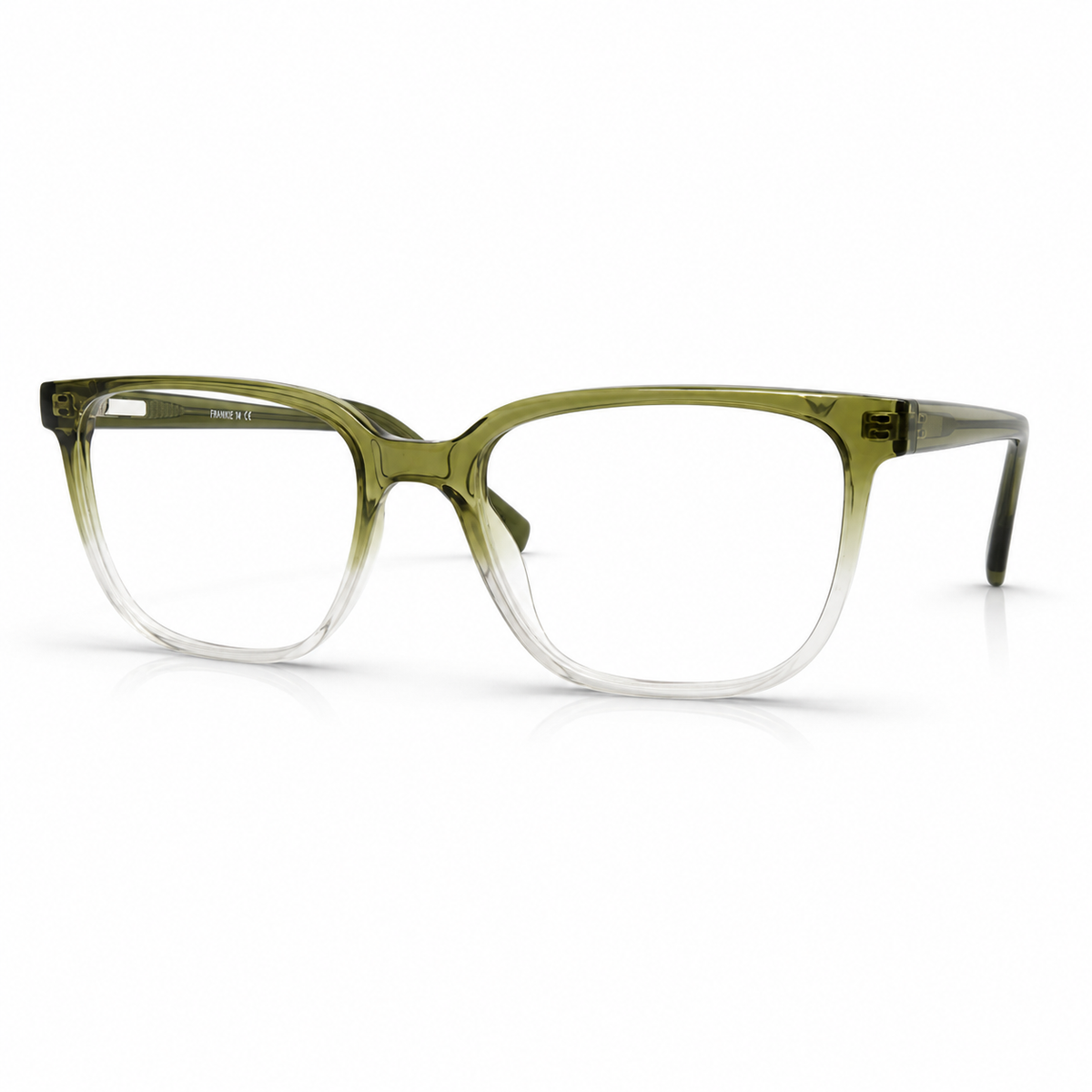 Green eyeglasses on a white background