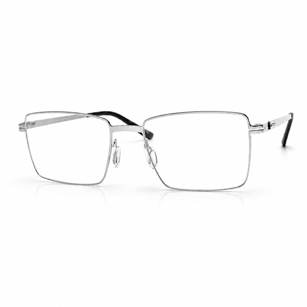 Silver eyeglasses on a white background