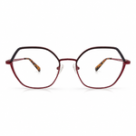 Red eyeglasses with a white background
