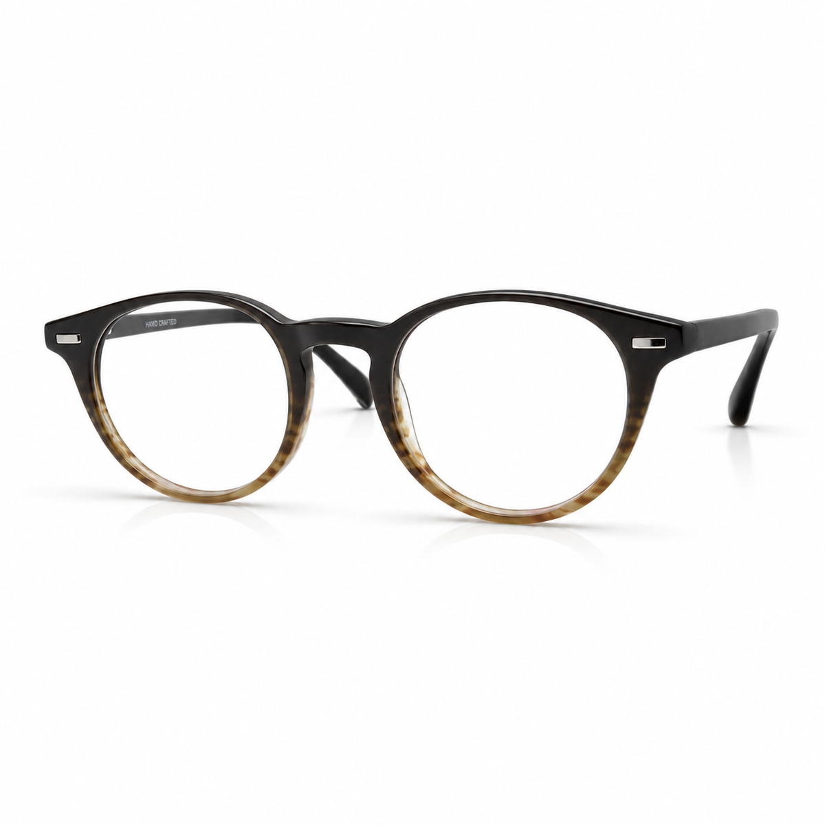 Black and tortoiseshell eyeglasses on a white background
