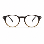 Round eyeglasses with a brown frame on a white background