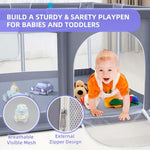 Grey Baby Playpen with Gate (150 x 150 cm)