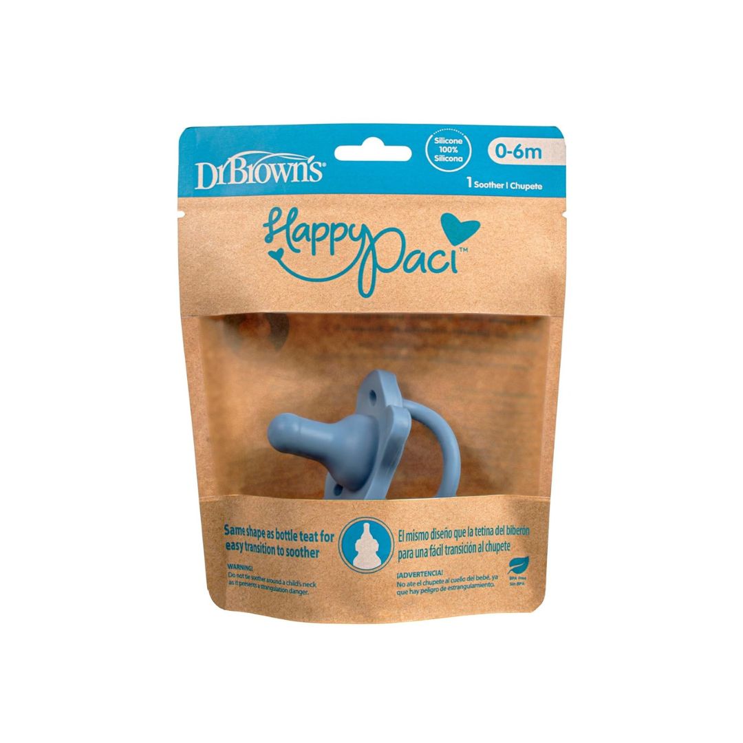 Dr. Brown’s HappyPaci Silicone One-Piece Soother (0-6m) – Blue
