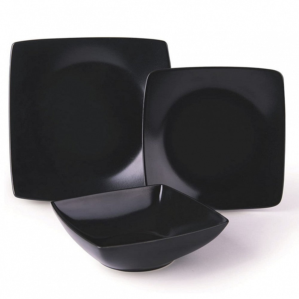 Eclipse Black Dinner Set - 18-Piece Ceramic, Matte Black