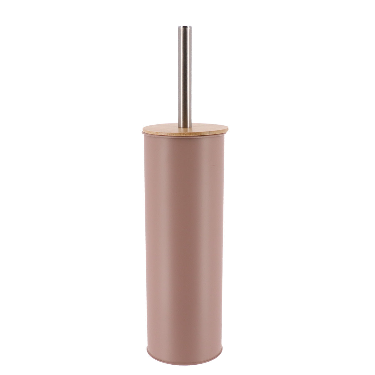 Toilet Brush with Bamboo Cover Modern Metal Bathroom Accessory