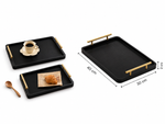 Wooden Tray with Golden Handles