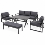 OUTDOOR ALUMINUM SET 3+1+1 WITH BENCH & TABLE