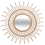 Rattan Mirror, Sun Shape, Willow Structure