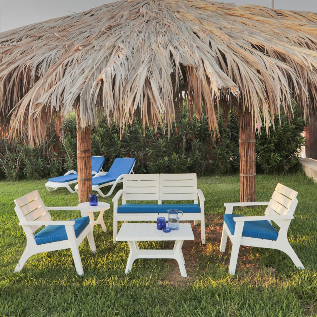 Portofino Set 2 Resin Fiberglass Outdoor Lounge Set, 4-Piece Garden Furniture