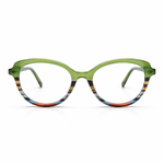 Multicolor eyeglasses with  top half green