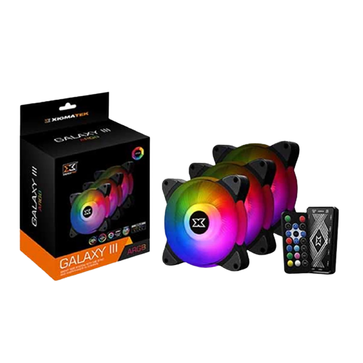 Xigmatek (EN45433) BX120 Galaxy III Essential - 3 Fan Pack - ARGB - 120mm - Low Noise - Black