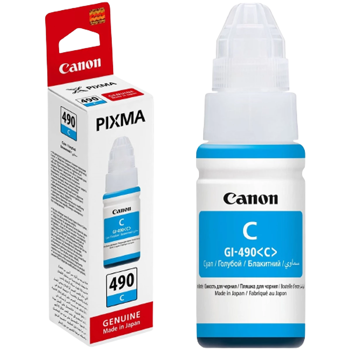 Canon 490 Genuine Cyan Ink 75.0ml For PIXMA G1400; G2400; G3400