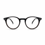 Black round eyeglasses on a white background