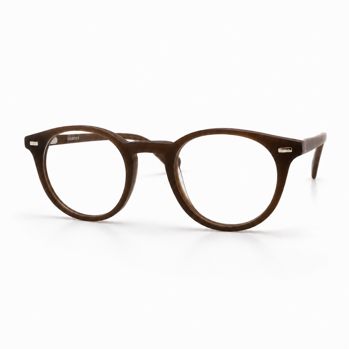 Brown round eyeglasses on a white background