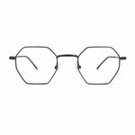Gray silver eyeglasses on a white background