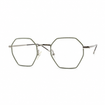Green Silver hexagonal eyeglasses on a white background