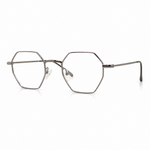 Silver metal eyeglasses on a white background