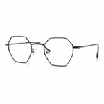 Hexagonal blue silver eyeglasses on a white background