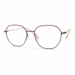 Round eyeglasses with a pink and gold frame on a white background