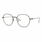 Round green eyeglasses on a white background