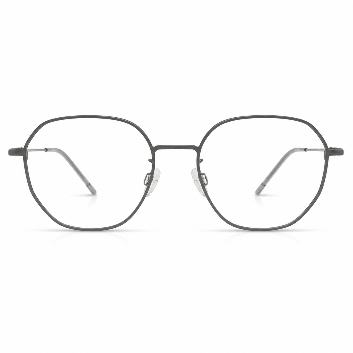 Green eyeglasses on a white background