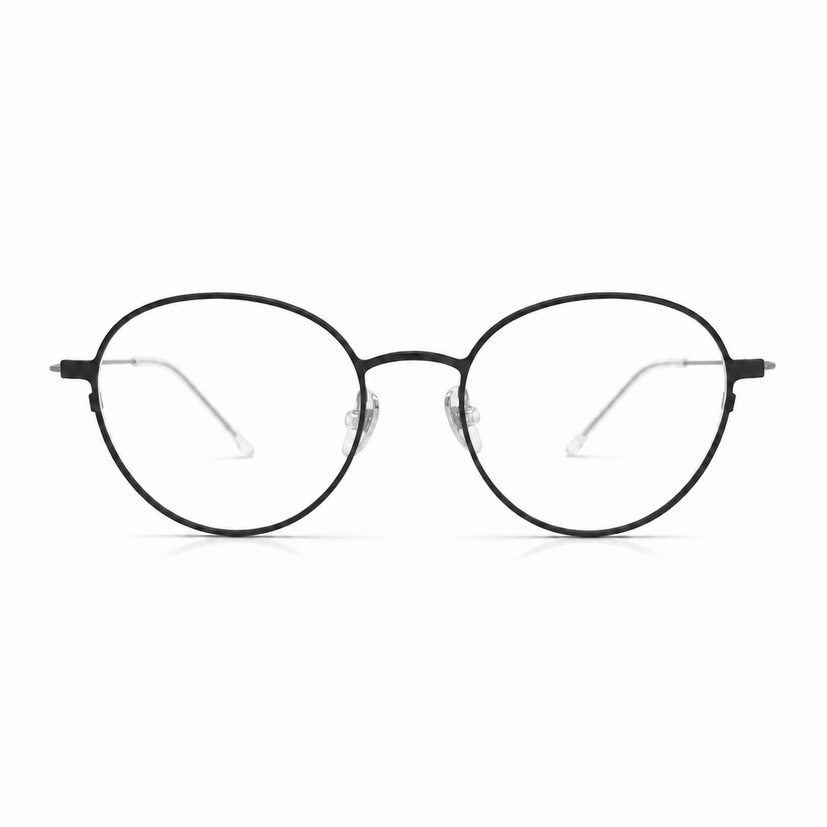 Round black eyeglasses on a white background