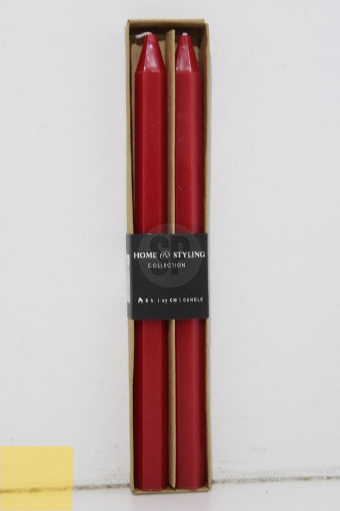 Dinner Candle Set of 2pcs - 27 cm Taper Candles, Ivory or Red