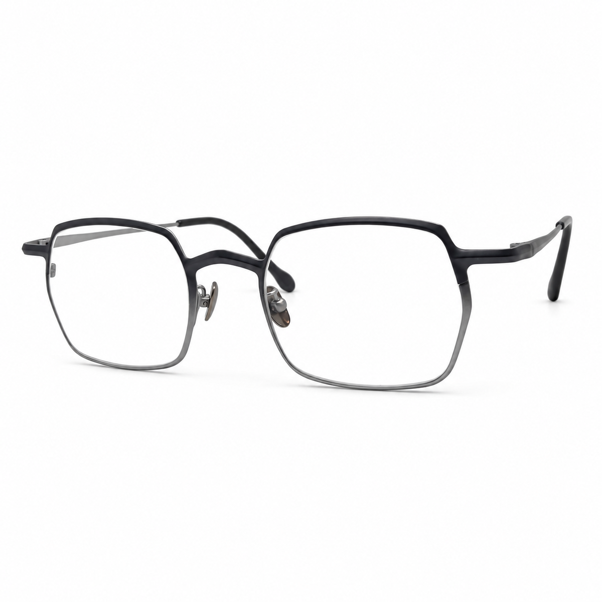 Silver navy eyeglasses on a white background