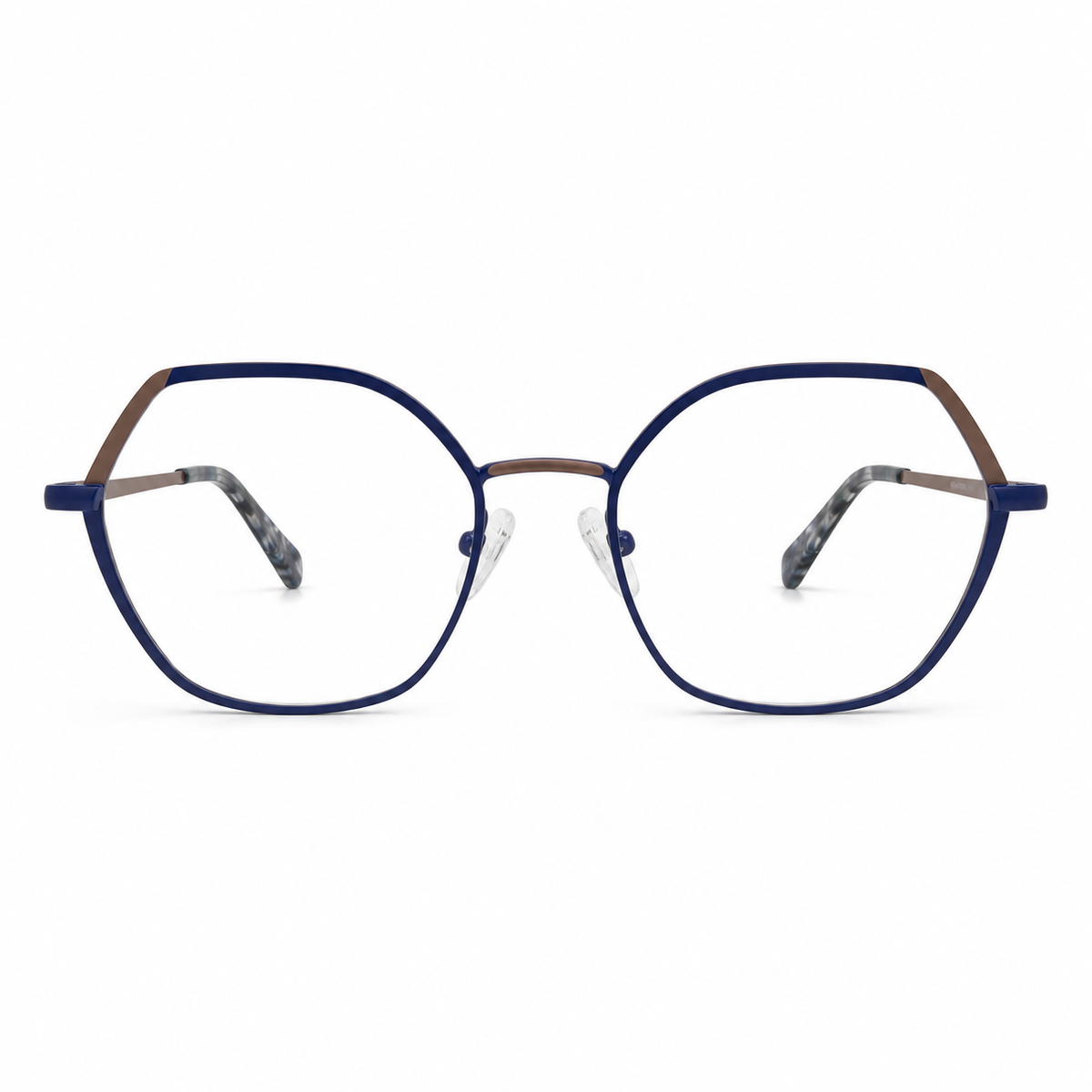 Blue eyeglasses on a white background