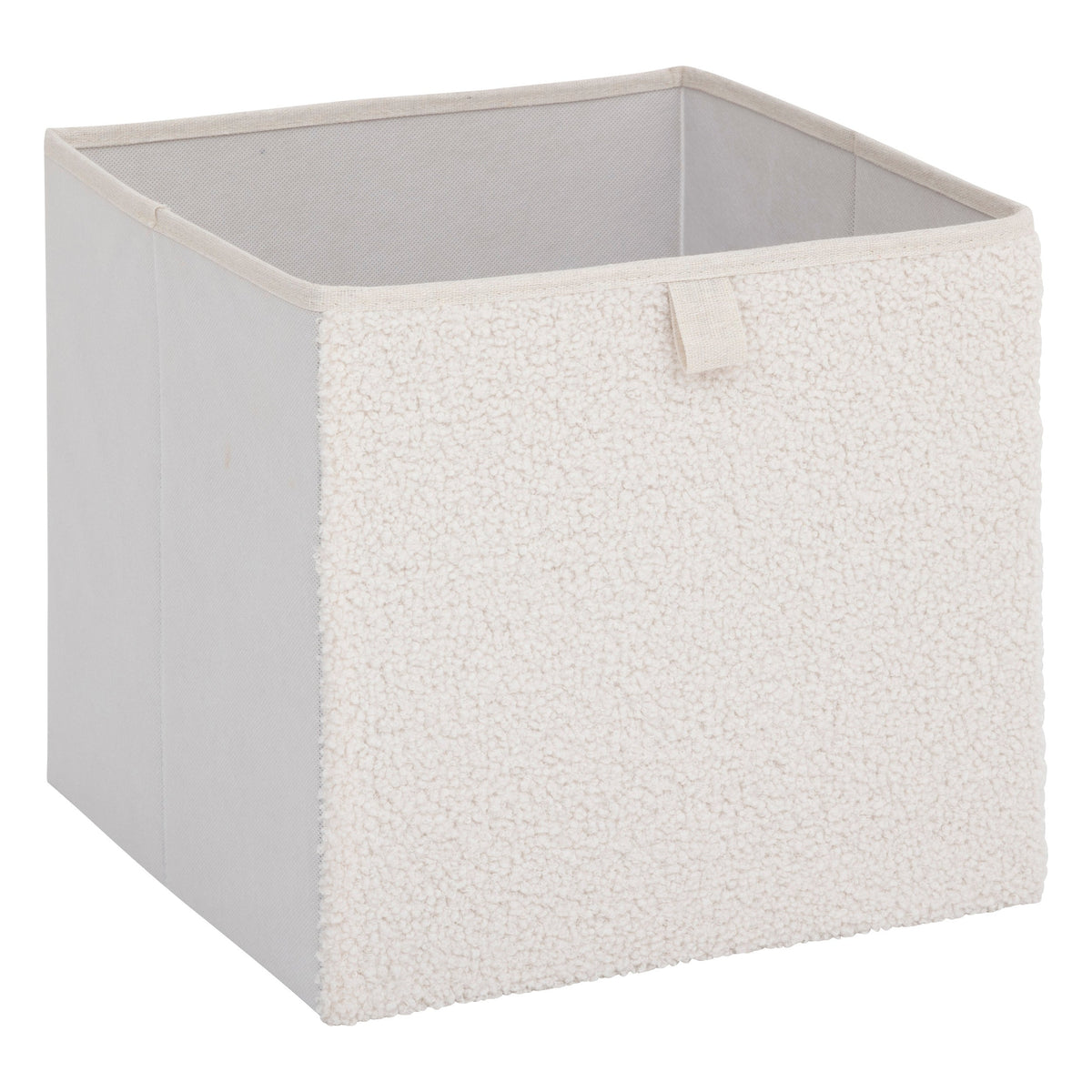 Loop White Storage Basket - 31x31x31 cm Cardboard Cube Textured Front