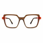 Brown and orange eyeglasses 