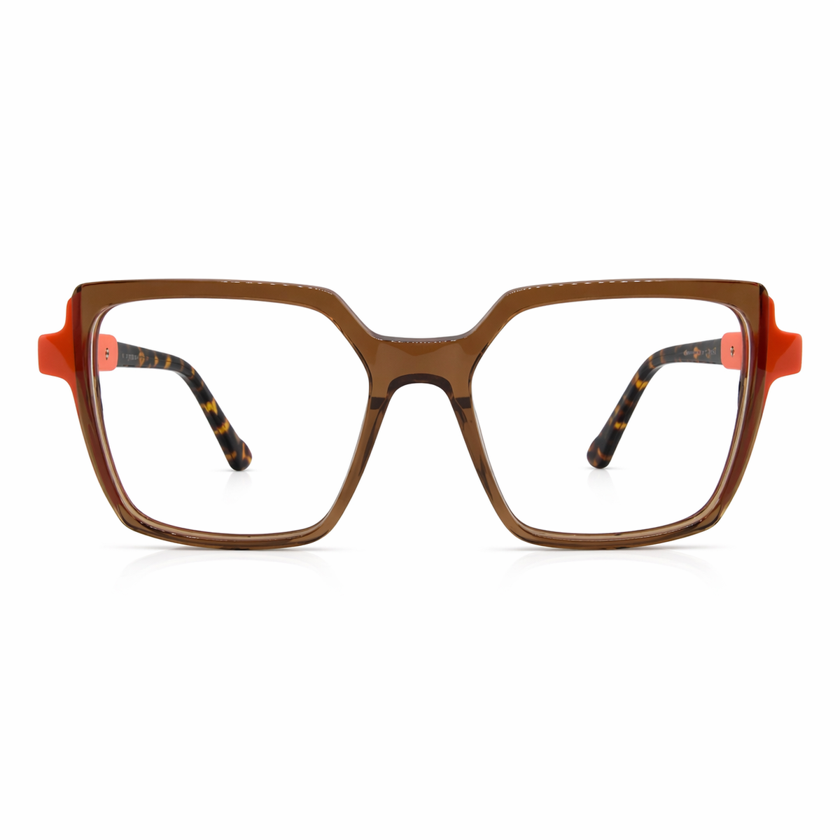Brown and orange eyeglasses 