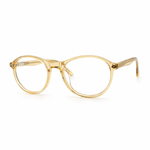 Orange acetate eyeglasses on a white background