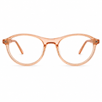 Pink orange eyeglasses on a white background