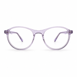 Purple eyeglasses on a white background