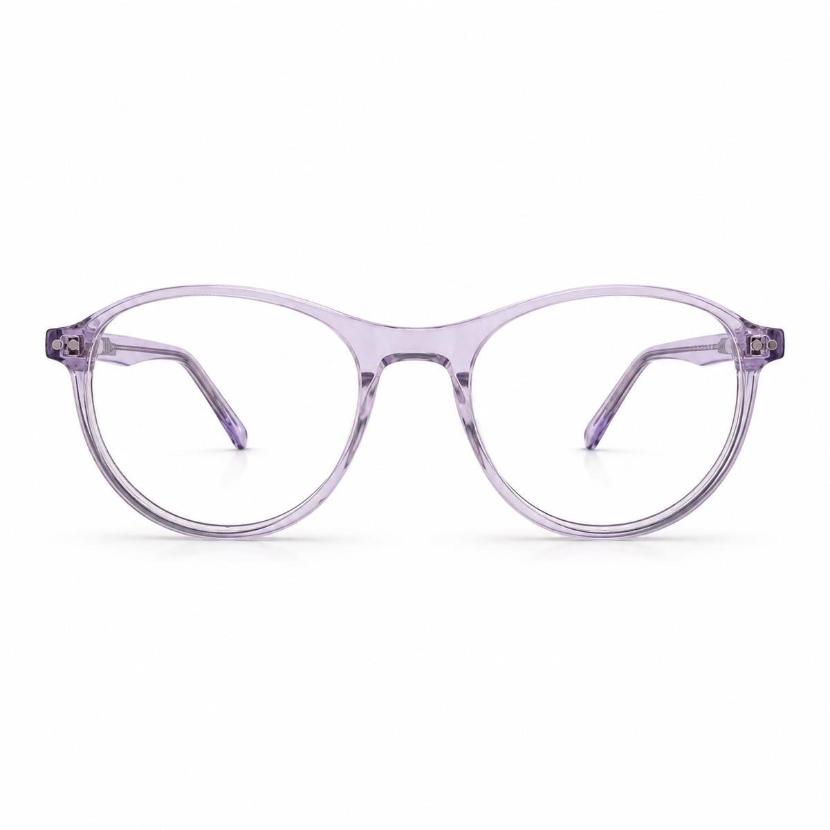 Purple eyeglasses on a white background