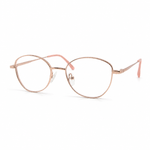 Rose gold eyeglasses on a white background