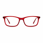 Red eyeglasses on a white background