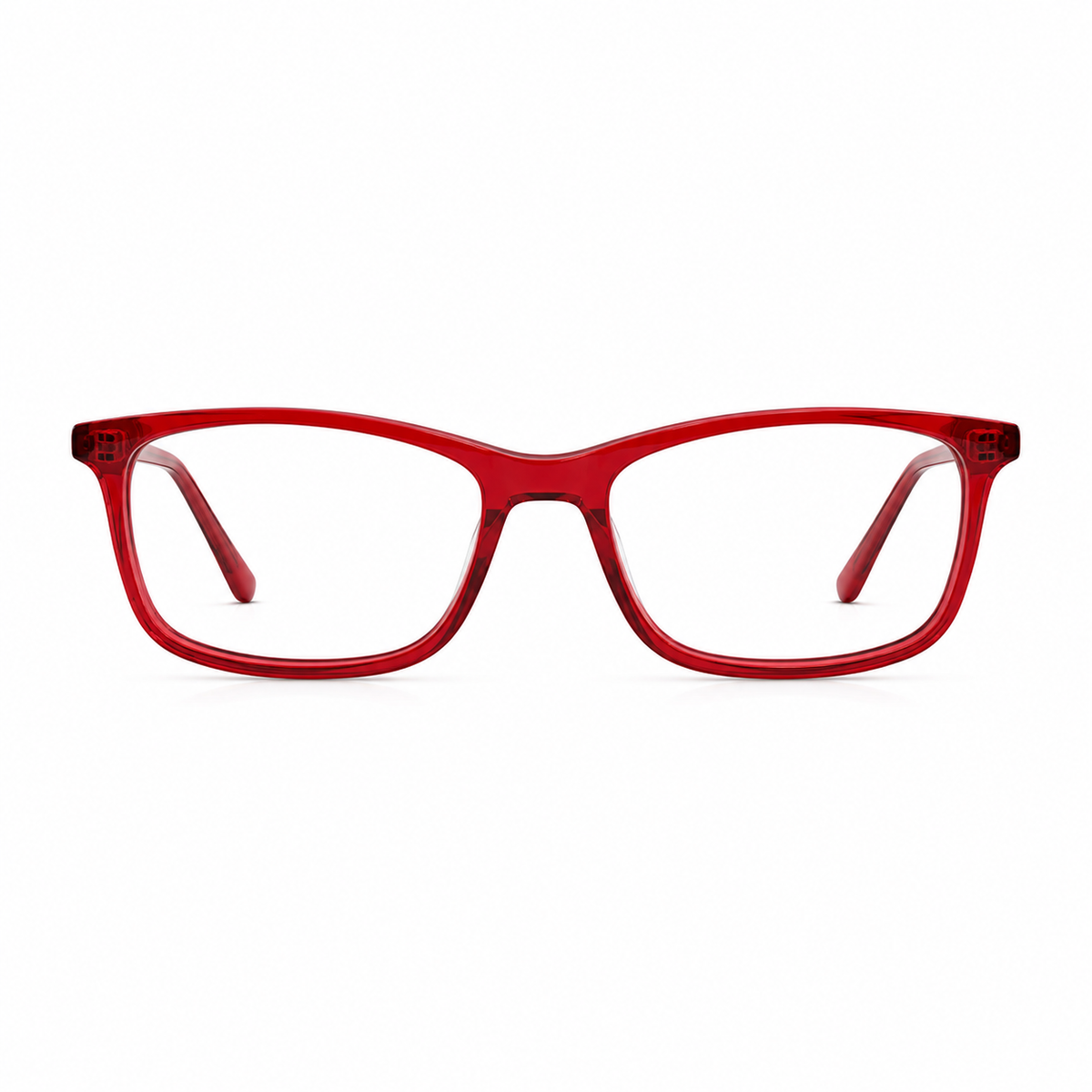 Red eyeglasses on a white background