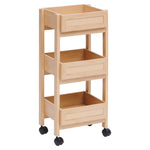 3-level cart Cane – 3-Tier Wooden Trolley with Rattan Fronts, Casters