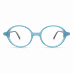 Blue eyeglasses on a white background