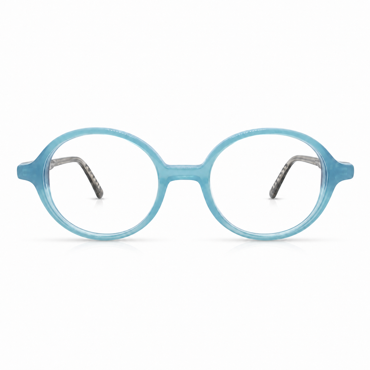 Blue eyeglasses on a white background