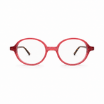 Pink eyeglasses on a white background
